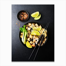 Tofu, Asian vegetarian soup — Food kitchen poster/blackboard, photo art Canvas Print