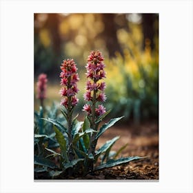 Pink Flowers In The Garden Canvas Print