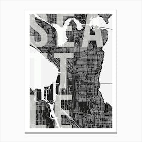 Seattle Mono Street Map Text Overlay Canvas Print