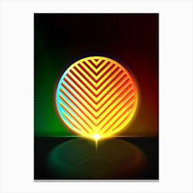 Neon Geometric Glyph in Watermelon Green and Red on Black n.0480 Canvas Print