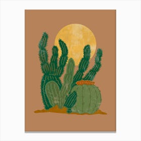 Cactus And Moon Canvas Print