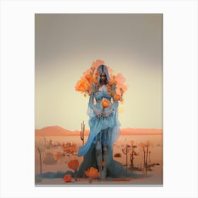 portrait of a woman in a field illustration Canvas Print