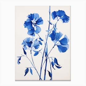 Blue Botanical Sweet Pea 3 Canvas Print