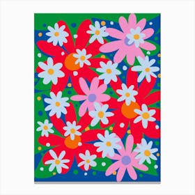 Bold Colorful Daisies Canvas Print