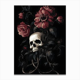 Skull And Roses Canvas Print