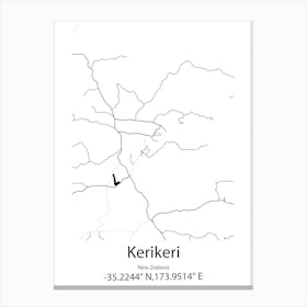 Kerikeri,New Zealand Minimalist Map Canvas Print