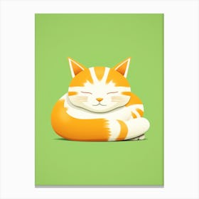 Cat Sleeping On Green Background 2 Canvas Print