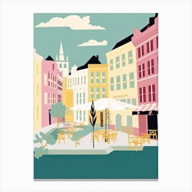 Linkoping, Sweden, Flat Pastels Tones Illustration 1 Canvas Print