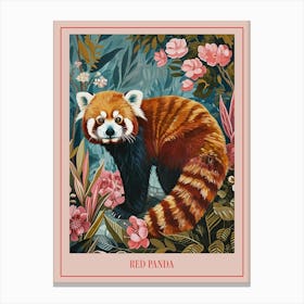 Floral Animal Painting Red Panda 1 Poster Canvas Print