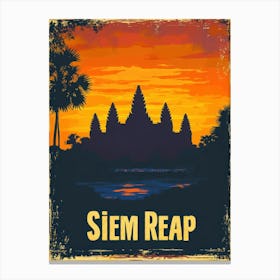 Aihrgdesign A Vintage Travel Poster Of Siem Reap Canvas Print