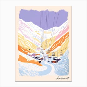 Poster Of Andermatt   Switzerland, Ski Resort Pastel Colours Illustration 0 Canvas Print