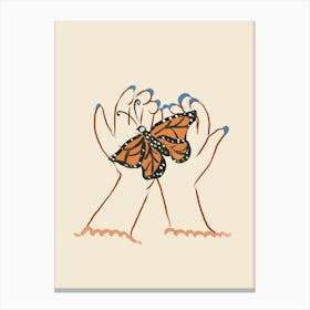 Butterfly In Hand Canvas Print