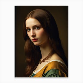 Woman With A Pearl Necklace Canvas Print