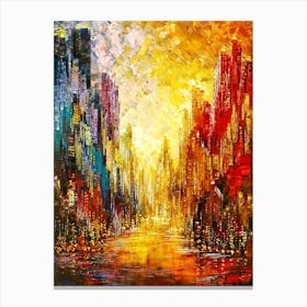 Cityscape At Sunset By Person Canvas Print