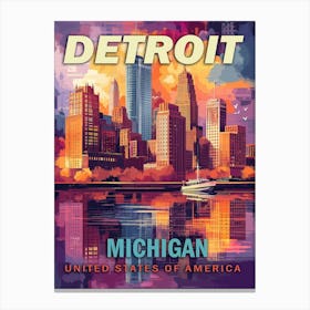 Detroit, Michigan | Vintage Travel Poster Canvas Print