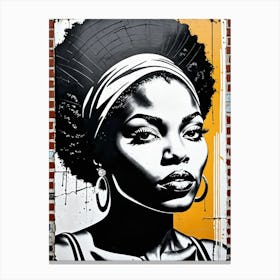 Vintage Graffiti Mural Of Beautiful Black Woman 3 Canvas Print