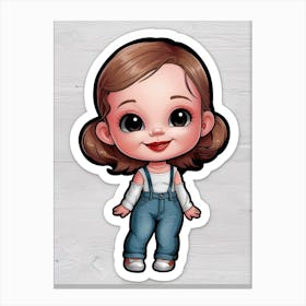 Cute Girl Sticker Canvas Print