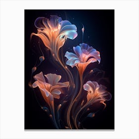 Abstract Flowers On Black Background Canvas Print