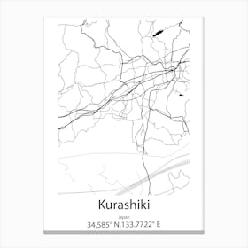 Kurashiki,Japan Minimalist Map Toile