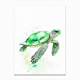 Green Sea Turtle (Chelonia Mydas), Sea Turtle Minimalist Watercolour 1 Canvas Print