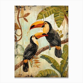 Toucans Kitsch Brushstrokes 4 Canvas Print