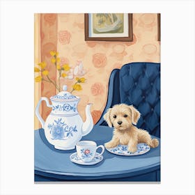 Animals Having Tea   Puppy Dog 4 Canvas Print