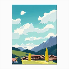 Adelboden, Switzerland Midcentury Vintage Skiing Poster Canvas Print