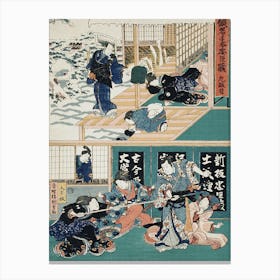 Act Ix Oishi Disguises Yuranosuke As A Komusō (Flute Playing Monk); Oishi Attacks Honzō For Having Brought Abo Canvas Print