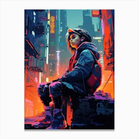 Cyberpunk, Neon street Canvas Print