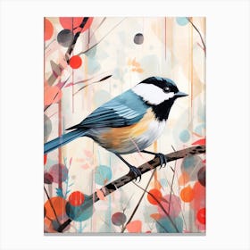Bird Painting Collage Carolina Chickadee 3 Canvas Print
