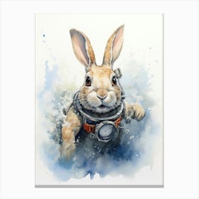Bunny Scuba Diving Rabbit Prints Watercolour 1 Canvas Print