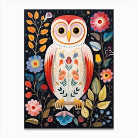 Scandinavian Bird Illustration Barn Owl 2 Canvas Print