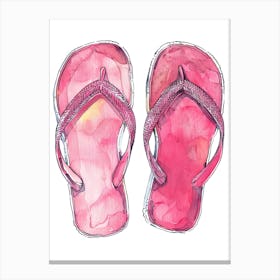 Watercolor Flip Flops Canvas Print
