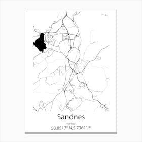 Sandnes,Norway Minimalist Map Canvas Print