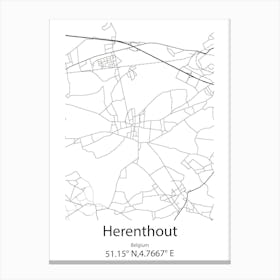 Herenthout,Belgium Minimalist Map Canvas Print