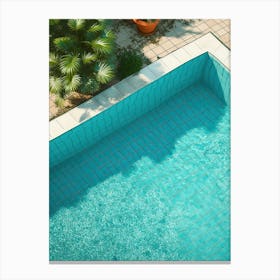 Swimming Pool With Plant Pot Canvas Print