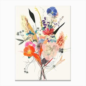 Fountain Grass 5 Collage Flower Bouquet Canvas Print