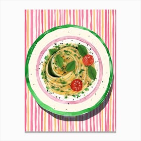 A Plate Of Tagliatelle, Top View Food Illustration 3 Canvas Print