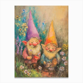 Kitsch Gnomes In The Garden 2 Canvas Print