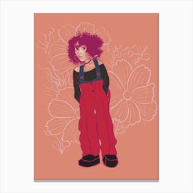 Girl In Overalls Canvas Print