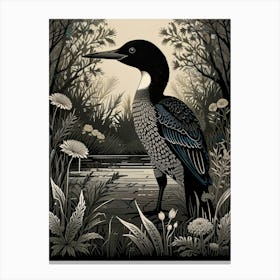 Bird Linocut Common Loon1 Canvas Print