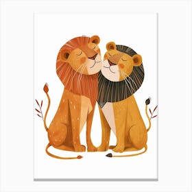 African Lion Mating Rituals Clipart 1 Canvas Print