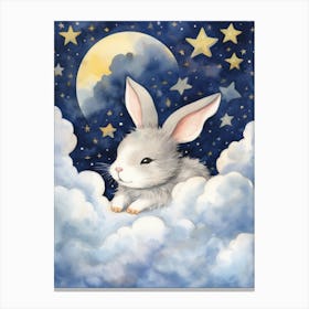 Baby Rabbit 3 Sleeping In The Clouds Canvas Print
