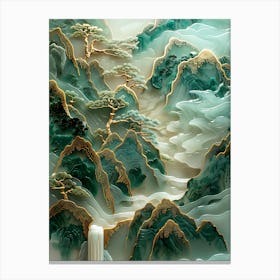 Gold Inlaid Jade Carving Landscape 3 Canvas Print