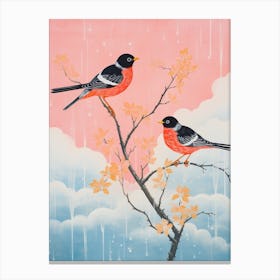 Vintage Japanese Inspired Bird Print Robin 1 Canvas Print