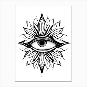 Chakra, Symbol, Third Eye Simple Black & White Illustration 3 Canvas Print
