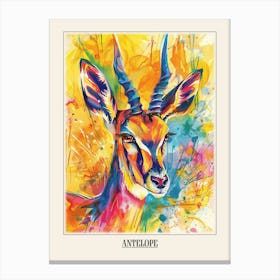 Antelope Colourful Watercolour 1 Poster Canvas Print