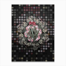 Vintage Gladiolus Cardinalis Flower Wreath on Dot Bokeh Pattern Canvas Print