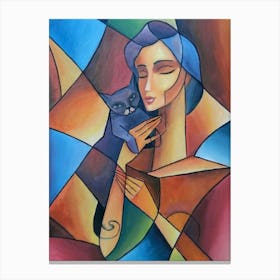 Woman With A Cat Canvas Print