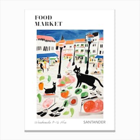 The Food Market In Santander 2 Illustration Poster Canvas Print